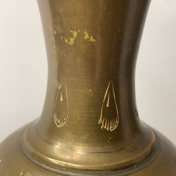Vintage Brass Etched Vase Made In India - Picture 9 of 9